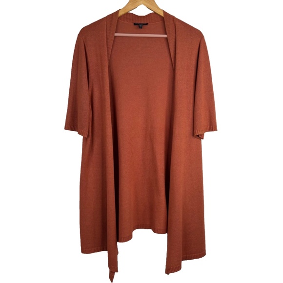 Eileen Fisher Cardigan 2X Tunic Burnt Orange 1/2 Sleeve Open Lagenlook Boho READ - Picture 1 of 11